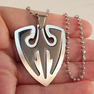 Mens Stainless Steel Bad Man Eagle Wings Cut Fit Pendant Ball Chain Necklace